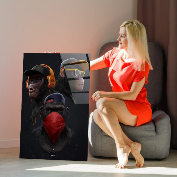 3 Affen - Acrylglas - Nichts sehen - nichts reden - nichts hören | Juliano Araújo