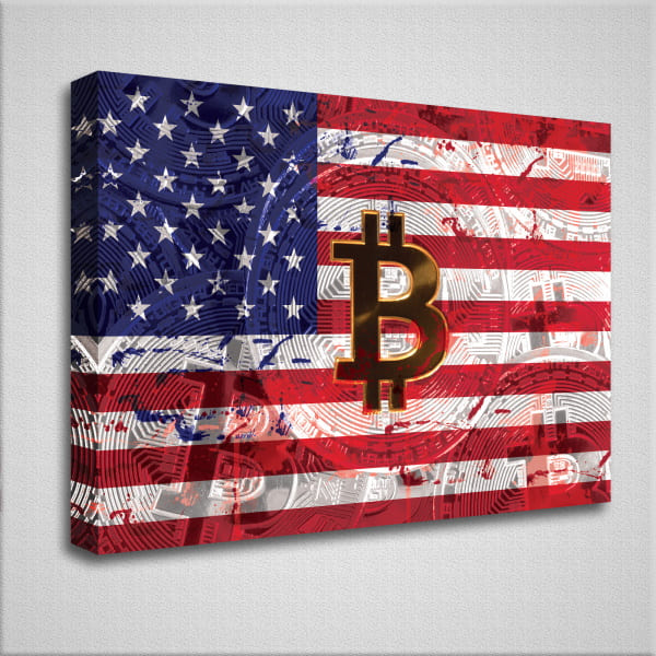 Bitcoin mit USA Flagge